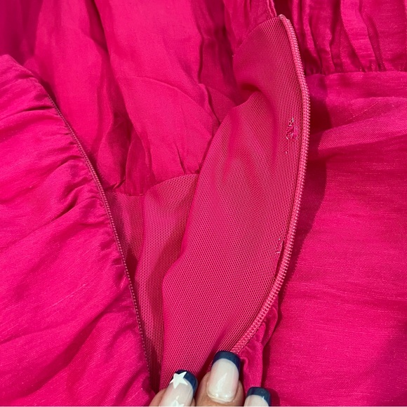 NWT Sandro Diamant Pink Ruched Mini Dress w/ minor inside lining rips by zipper - Picture 8 of 9